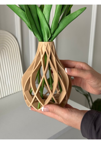3d Dekoratif Modern Tasarımlı Şık Ve Zarif. Gösterişli Sahha Vazo. Masa Vazo. Salon Vazo Bej
