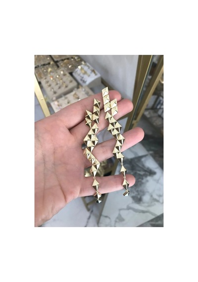 Gold Uzun Model Küpe Altın