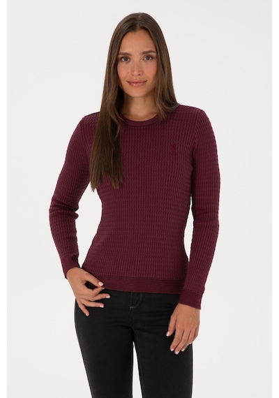 U.S. Polo Assn. Kadın Bordo Bisiklet Yaka Basic Kazak 50307763-VR177