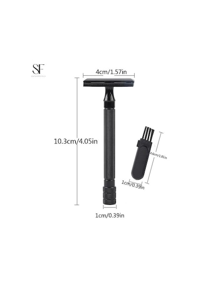Valkyrie Siyah Metal Tıraş Seti Double Edge Klasik Tıraş Aleti + Yedek Jilet + Fırça + Stand