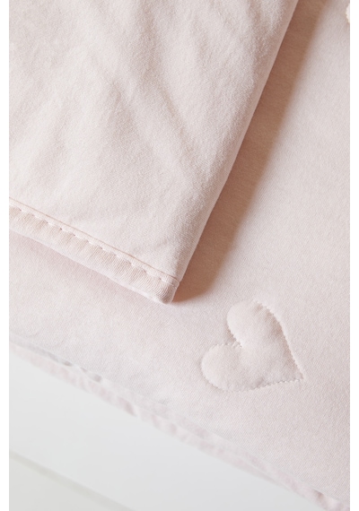 Ocean Home Textile %100 Pamuk Penye Pembe Kalp Nakışlı Bebek Çok Amaçlı Örtü 90 X 120 Cm