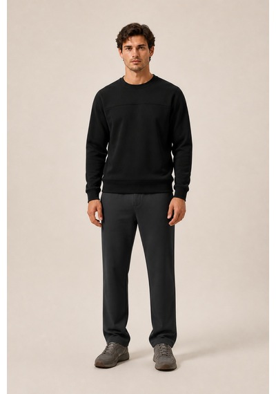Redline Steni Yeni Sezon Erkek Regular Fit Kışlık Bisiklet Yaka Sweatshirt Siyah