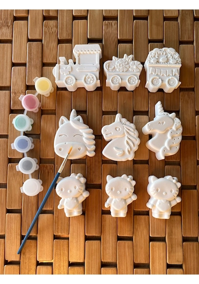 Sevimli Figürlü Taş Boyama Seti Unicorn Tren Hello Kitty Çocuklar İçin Eğlenceli Aktivite