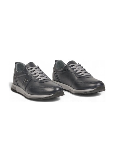 Castle Black Lacivert Hakiki Deri Bağcıklı Erkek Casual Sneaker Ayakkabı 42172