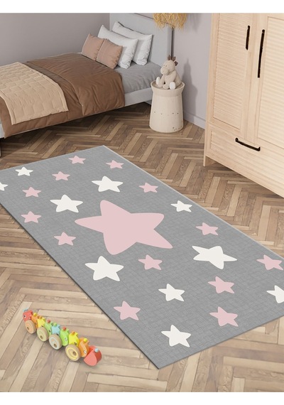 Yıldız Desenli Halı Yıkanabilir Kaymaz Taban Bebek Odası 0883c 001
