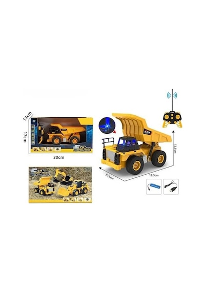 Uzaktan Kumandalı 40 Mhz Tam Fonksiyonlu Rc İş Araçları Led Işıklı Kepçeleri, Damperi Ve Vinç Hareketlidir Kule Vinç-kepçe-bulldozer-kamyon Kamyon