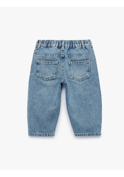 Koton Pamuklu Oversize Denim Pantolon Orta İndigo 7wmb40003td