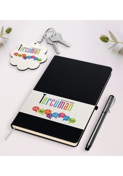 Kişiye Özel Tercüman Siyah Defter Kalem Ve Anahtarlık Seti