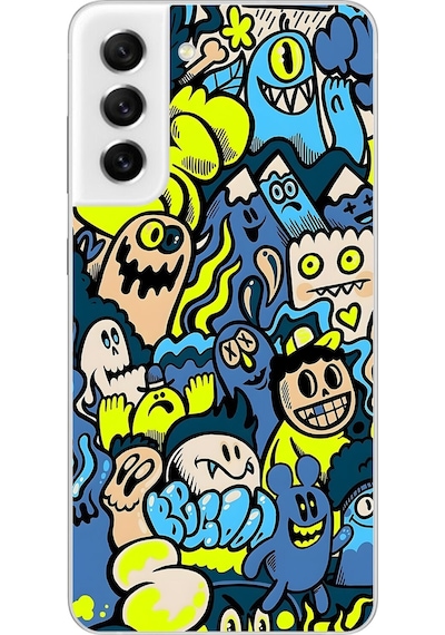 Samsung Galaxy S21 Fe Uyumlu Şeffaf Kılıf Graffiti 11 Tasarımlı