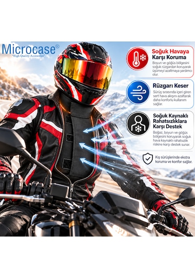 Microcase Su Geçirmez Motosiklet Rüzgar Koruyucu Boyun Göğüs Koruma Yelek - Al7037 0