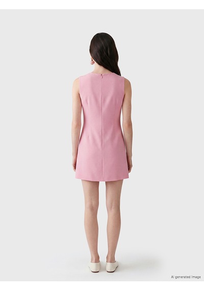 Lcw Comfort Pembe Bisiklet Yaka Fiyonk Detaylı Mini Elbise