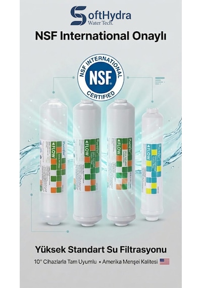 Purefer Nsf Onaylı 10" 4'lü Su Arıtma Filtre Seti: Sediment, Gac, Cto Karbon Ve Post Karbon Filtre