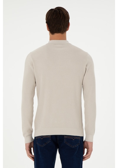 U.S. Polo Assn. Erkek Regular Fit Yarım Fermuarlı Taş Basic Kazak 50298266-VR049