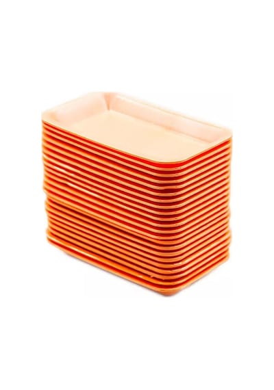 Tek Kullanımlık Köpük 2000 Gr. Turuncu Servis Et Kıyma Saklama Tepsi Tabak -265x175x35mm. - 20 Adet