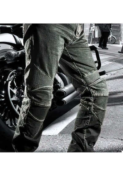 Ebakbak Motosiklet Pantolonu Likralı Esnek Kumaş Korumalı Kevlar Kot Motor Pantolon Jean Siyah