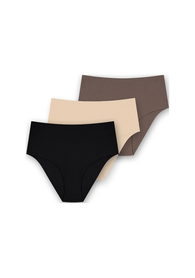 Suwen 3lü Invisible Lazer Kesim Yüksek Bel Slip Külot St0054601a1445 Siyah / Vizon / Ten