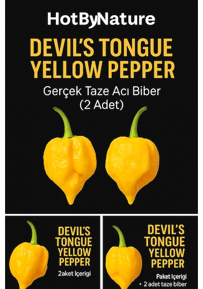 Devil S Tongue Yellow Pepper / 300.000 Scoville - Gerçek Taze Acı Biber