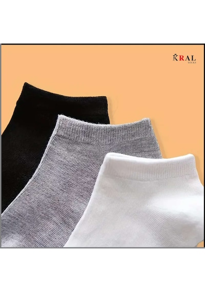 Kral Socks Kadın - Erkek 20 Çift Düz Desen Ekonomik Bilek Boy Patik Ço...