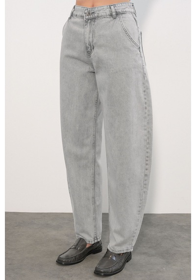 Hiccup Bdart Keten Karışımlı Düz Kesim Denim Jean Açık Gri