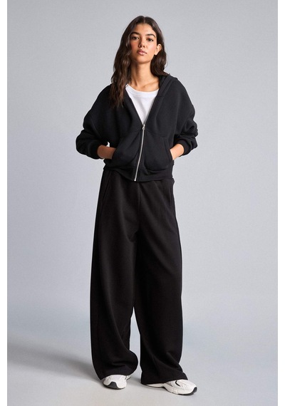 Defacto Regular Pamuklu Fıt Kapüşonlu Fermuarlı Siyah Sweatshirt I2412ax26aubk81 Siyah-bk81