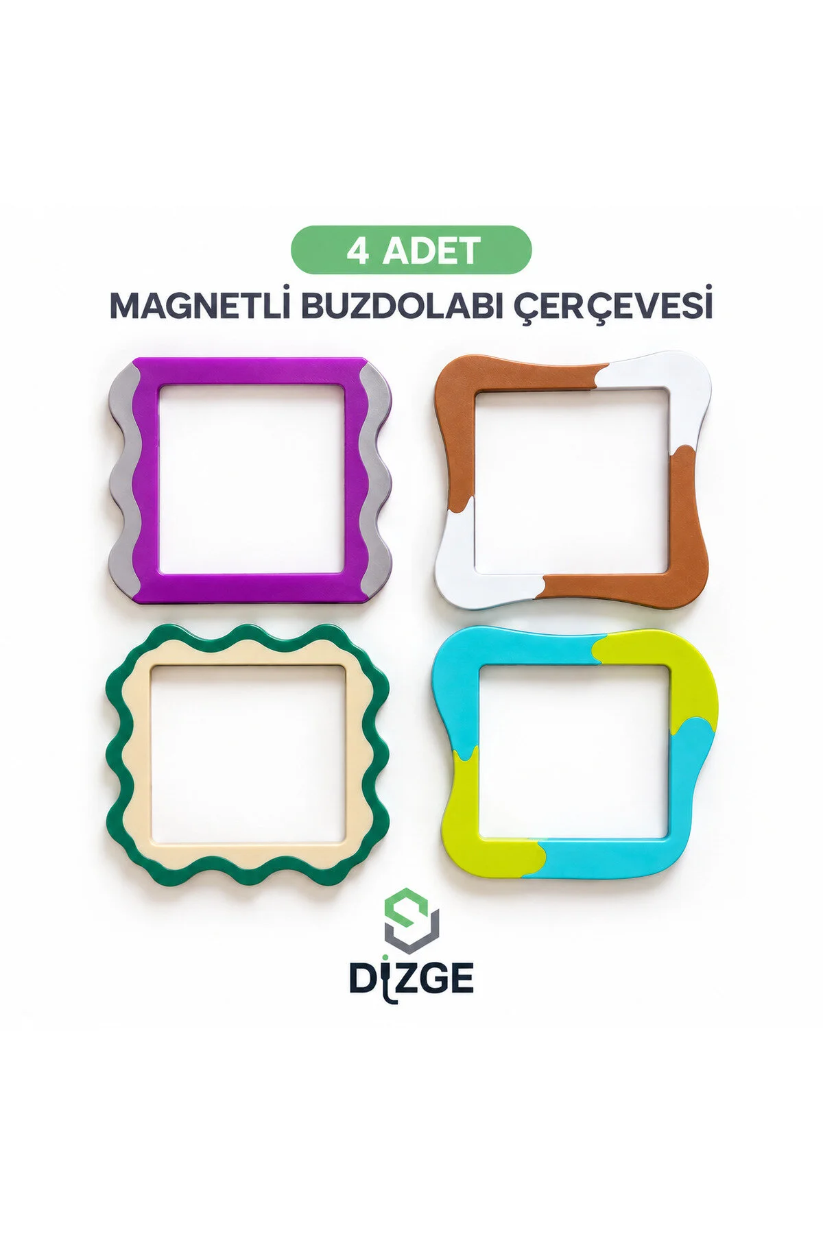 4 Lü Magnetli Buzdolabı Fotoğraf Çerçevesi Seti Renkli Dekoratif Magnet