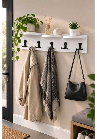 Sulorahome 5'li Duvar Askılığı Ve Raf Sistemi Beyaz 80 Cm