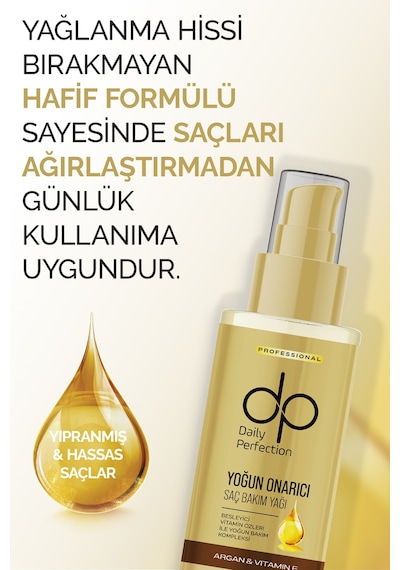 Dp Daily Perfection Argan Yağlı Ve E Vitaminli Saç Bakım Yağı 100 ML