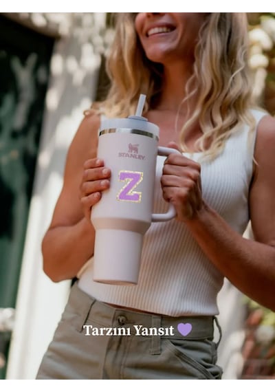 Quencher Uyumlu Premium Harf Sticker / Aksesuar Tekstil Kaplama Kişiselleştirilmiş Tasarım Beyaz