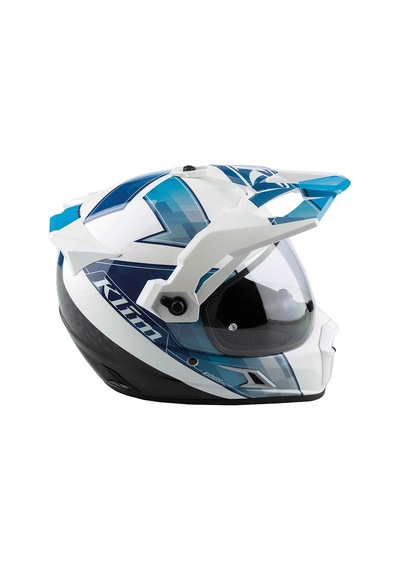 Klim Krios Pro Carbon Spectrum Adv Rally Motosiklet Kaskı Beyaz Mavi Beyaz / Mavi