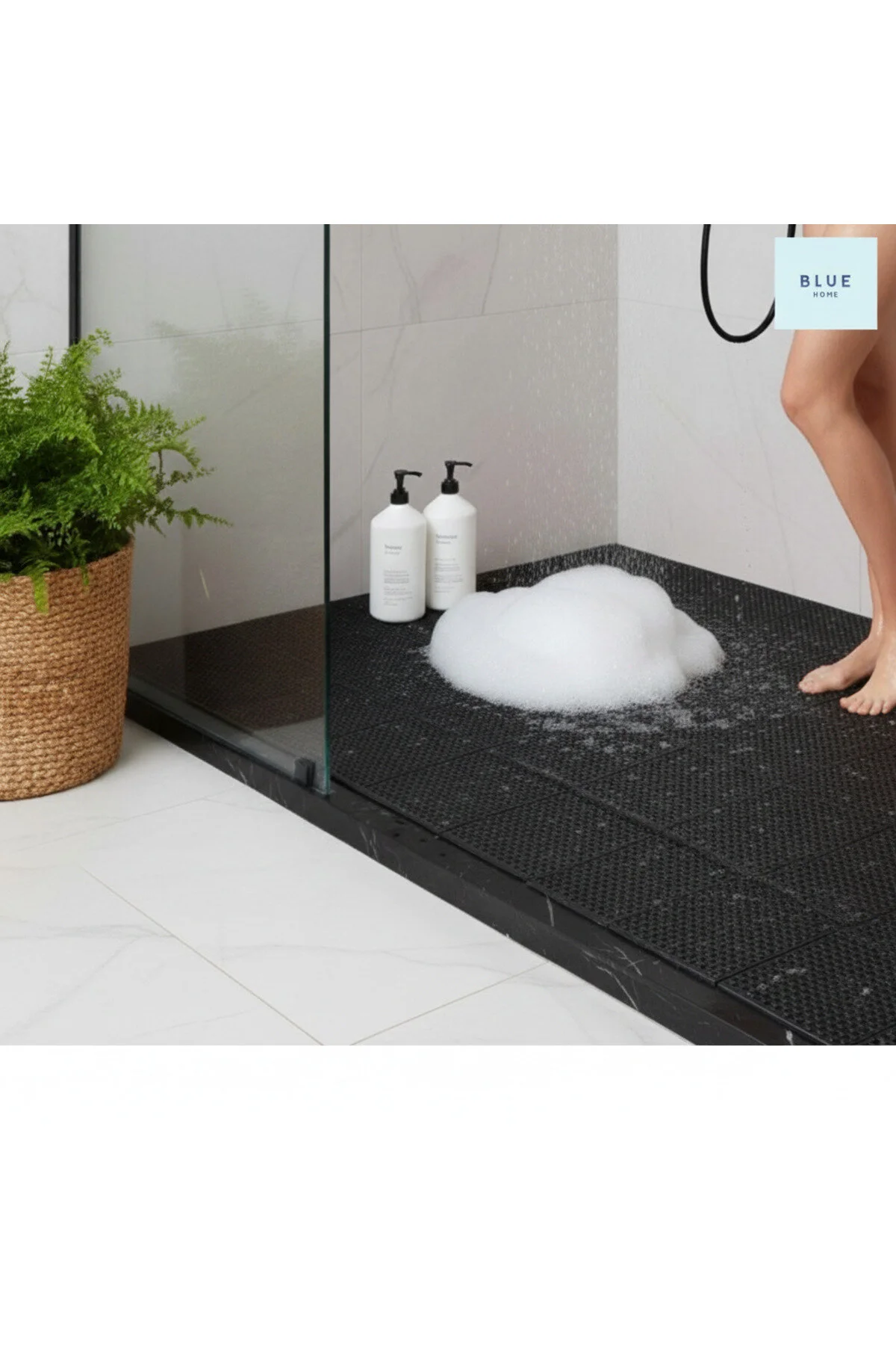 Banyo Duş Petek Mat Paspas, Kaymaz Islak Zemin Paspası -siyah- Eni: 90 Cm X 1 Mt