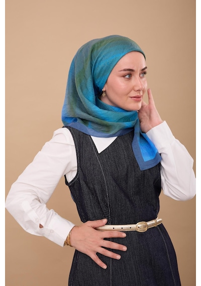 Silk Home Olinda İpek Eşarp 47005-02 İndigo,yeşil, Petrol Yeşili, Mavi