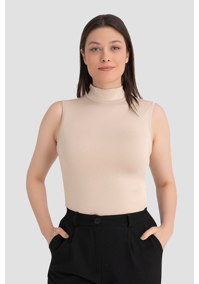 Arma Yıldız Kadın Ten Balıkçı Yaka Kolsuz Body 3'lü Paket Ten