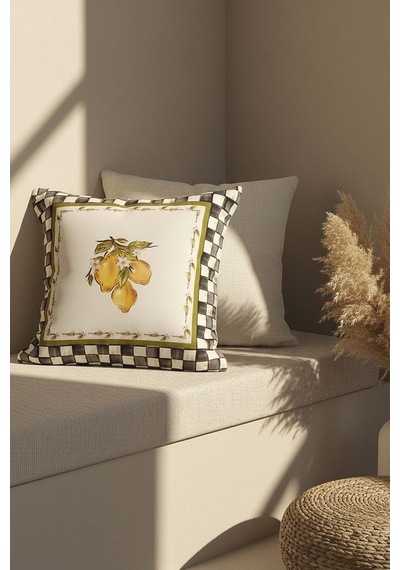 Linda Limon Desenli Kırlent Kılıfı 45x45 Cm Çok Renkli