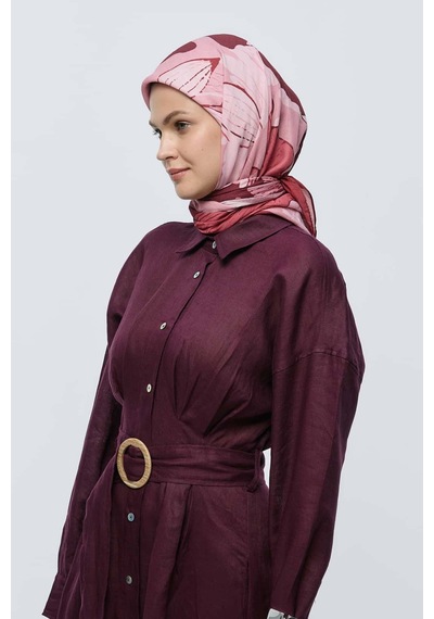 Moda Kaşmir Şakayık Desen Bambu Eşarp Bordo