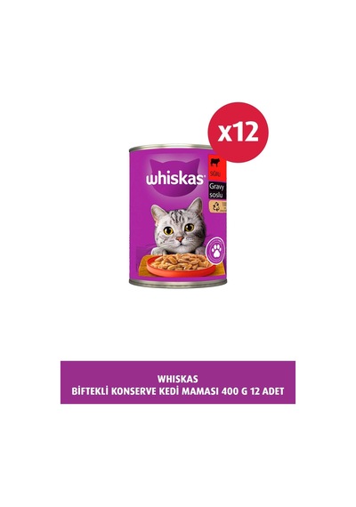 Sığır Etli,biftekli Konserve Kedi Maması 400 Gr X 12 Adet