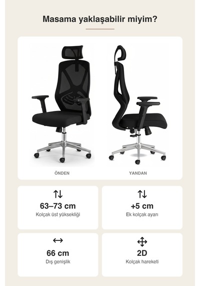 Upstyle Meltem Başlıklı Kumaş Ergonomik Çalışma Koltuğu Siyah 66 125 65 Cm
