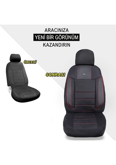 Volkswagen Golf 5 Araçlara Uyumlu Oto Koltuk Kılıfı Seti - Violet Serisi Siyah/kırmızı