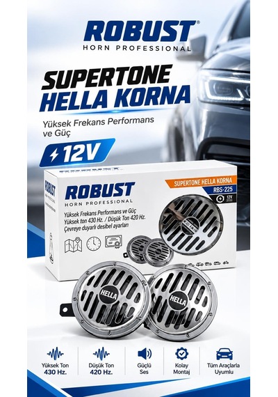 3 Borulu Havalı Arap Korna Kromlu Elektrikli 12 Volt Universal Tip