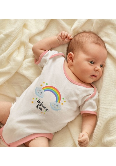 Bk Gift Bk Kids Babasının Kızı Tasarımlı Pembe Bebek Body Zıbın-1 3-6 Ay Sarı