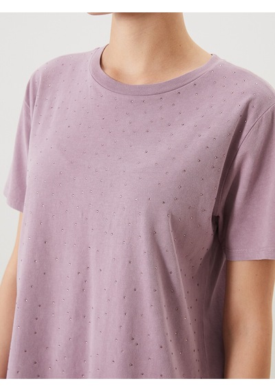 Lcw Comfort Pembe Taşlı %100 Pamuklu Kadın Tişört