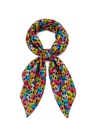 Herşeynota Peace Desenli Renkli 52x52 Cm %100 Pamuk Fular Bandana Unisex Çok Amaçlı Çok Renkli