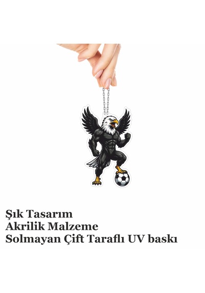 Araba Ayna Süsü, Araba Süsü, Çanta Aksesuarı - Kartal - Pleksi Malzeme, Uv Baskılı - 044 8x6 Cm