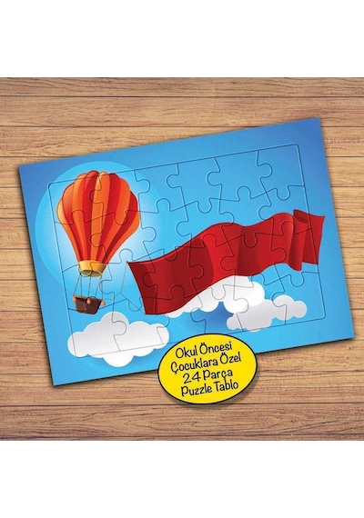 Hava Balonu Gökyüzünde Çocuklara Özel Puzzle Yapboz Tablo-232pz