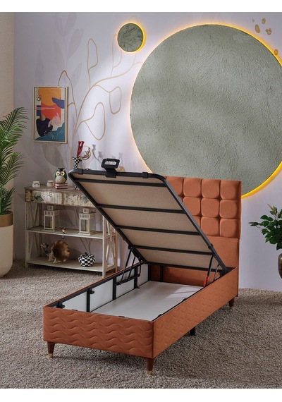 Beehanem Bengü Tek Kişilik 3lü Set Yatak+baza+başlık Kiremit 120 X 200