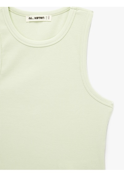 Koton Slim Fit Bisiklet Yaka Fitilli Kolsuz Atlet Yeşil 6sal30051ık