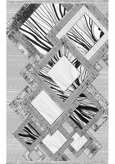 Geometrik Desen Modern Halı Dekoratif Kilim Gri