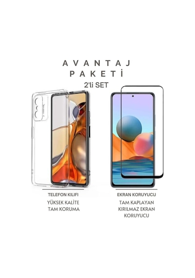 Xiaomi Mi 11t Pro Kamera Korumalı Premium Silikon Telefon Kılıfı + Tam Kaplayan Ekran Koruyucu Cam Turuncu