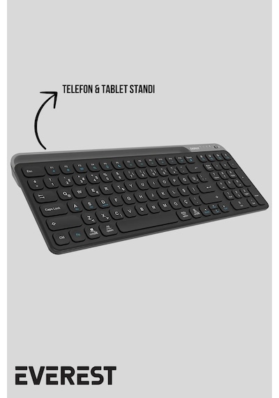 Everest Kb-bt90 Bluetooth+ 2.4ghz Telefon Tablet Standlı Şarjlı Q Mac/win/android/Apple Uyumlu iOS Kablosuz Q Klavye