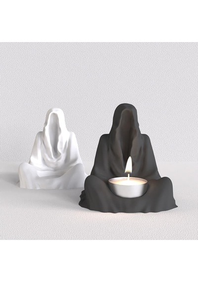 Dekoratif Ghost Hayalet Figürlü Tealight Mumluk Ev Dekoru Ofis Dekoru Süs 001