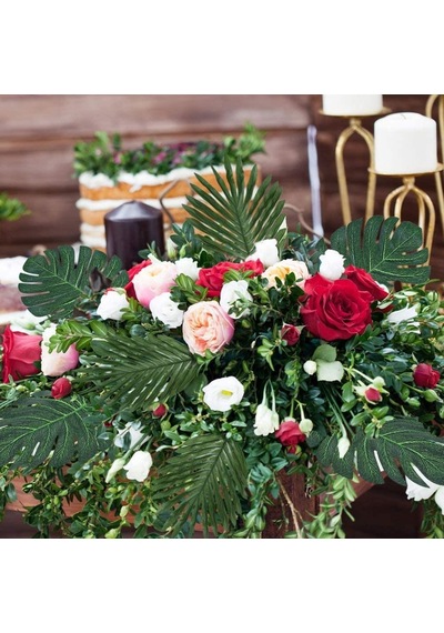 Yapay Çiçek 5 Palmiye Ve 5 Monstera Yaprağı